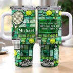 Stained Glass Tennis Racket And Balls Design