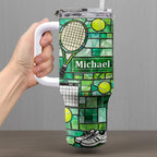 Stained Glass Tennis Racket And Balls Design