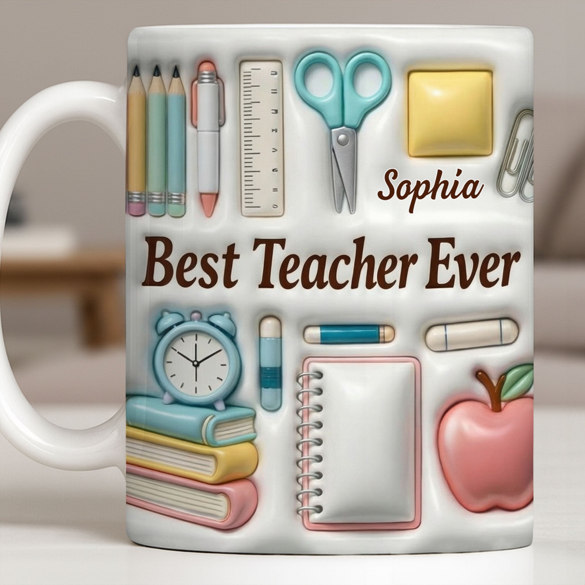 Best Teacher Ever With School Supplies Design