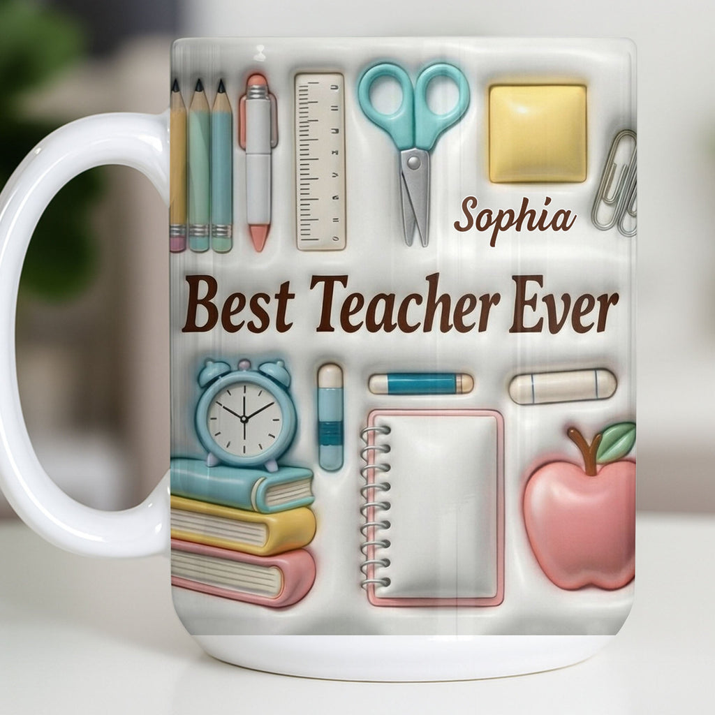 Best Teacher Ever With School Supplies Design