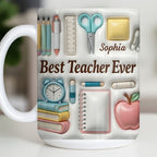 Best Teacher Ever With School Supplies Design