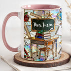 Mrs Personalized Teacher Desk With Books And School Supplies