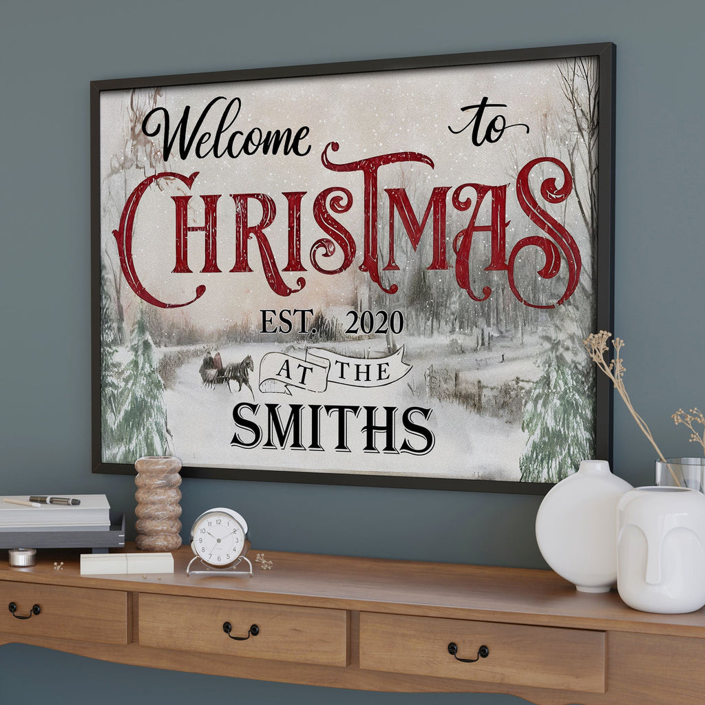 Welcome To Christmas, Winter Landscape And Script