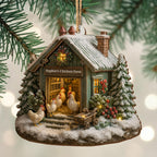 Cozy Winter Farm Scene With Snow And Chickens