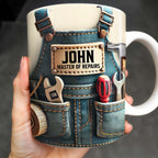 Master of Repairs, Tool Belt, Wrench, Tape Measure - Personalized Custom Coffee Mug - DAD062_MG