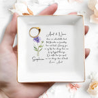 Aunt And Niece Share An Unbreakable Bond Flower Jewelry Dish - Personalized Custom Jewelry Dish, Square Ceramic Dish - NCE041_SCRD