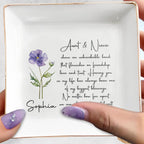 Aunt And Niece Share An Unbreakable Bond Flower Jewelry Dish - Personalized Custom Jewelry Dish, Square Ceramic Dish - NCE041_SCRD