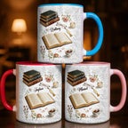 A Cozy Moment With Books And Flowers - Personalized Custom Accent Mug - BLV042_AMUG